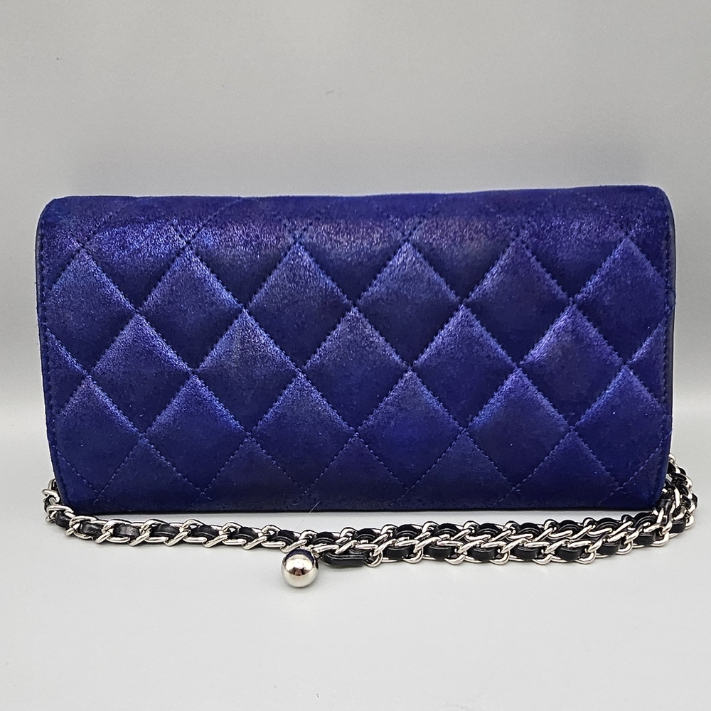 Chanel Quilted Iridescent Blue Wallet on Chain (WOC) Ruthenium HW - Picture 6 of 17